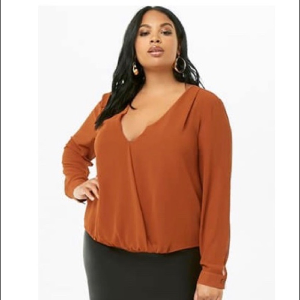 Plus Size Chiffon Surplice Top